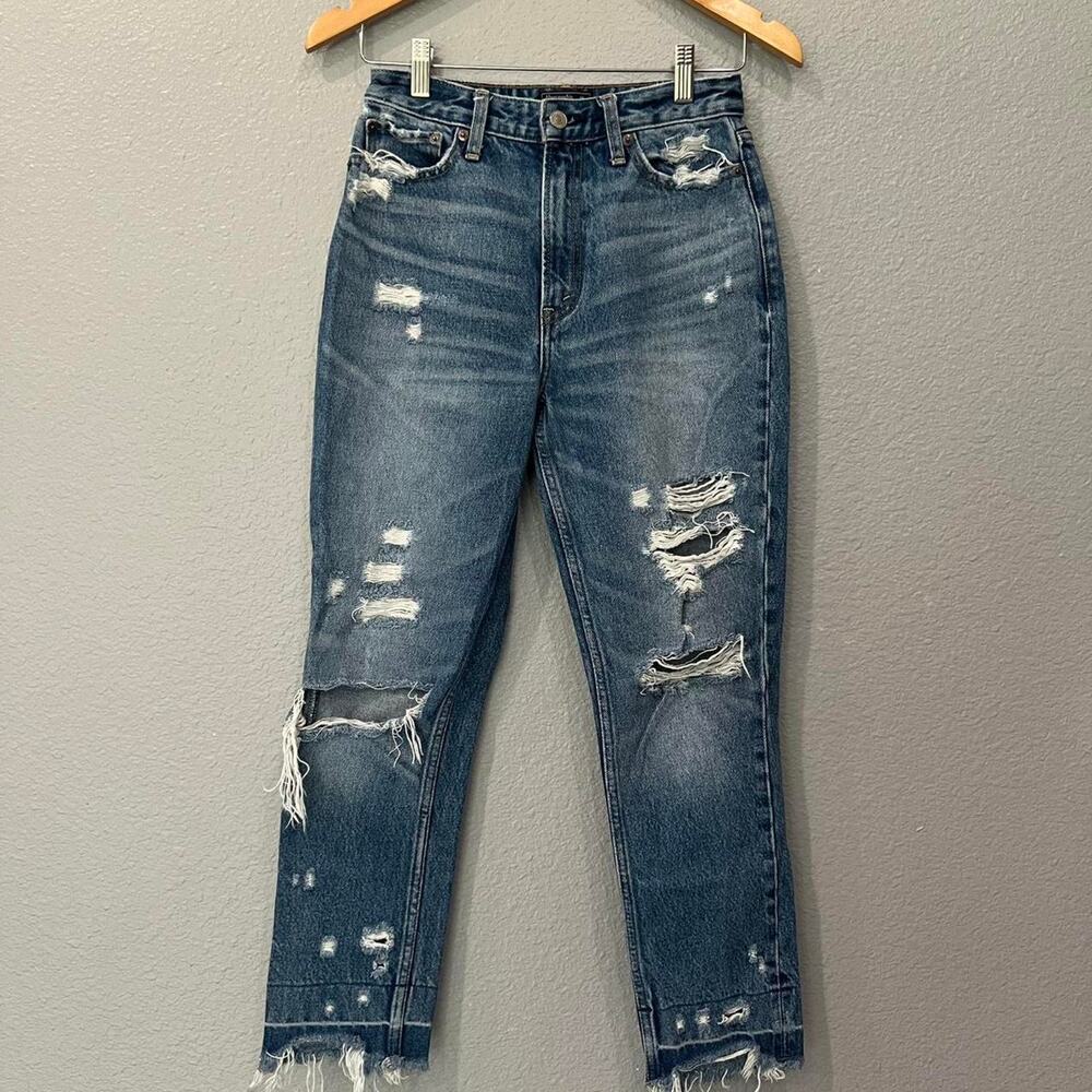 Abercrombie distressed high rise jeans